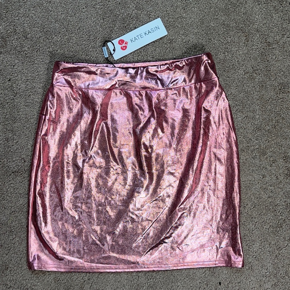 Metalic pink skirt, pull on by Kate Kasin size small
